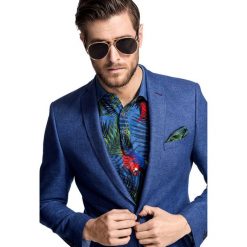 Marynarka RAFFAELLO MANS000245. Niebieskie marynarki męskie Giacomo Conti, na lato, m, bez wzorów, z bawełny, klasyczne. Za 599,00 zł.