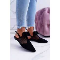 Lu Boo Damskie Baleriny Kokardki Mule Domino Czarne. Czarne baleriny damskie Tagless, z zamszu. Za 79,00 zł.