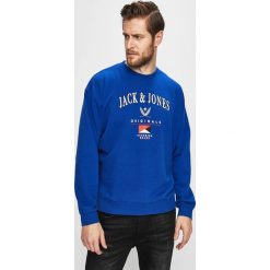 Jack & Jones - Bluza. Niebieskie bluzy męskie Jack & Jones, xl, z nadrukiem, z bawełny, z okrągłym kołnierzem, bez rękawów, bez kaptura. W wyprzedaży za 89,90 zł.