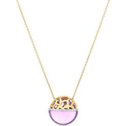 Naszyjnik - złoto 750, Ametyst,brylant 0,04ct. Żółte naszyjniki damskie W.KRUK, z ametystem, złote. Za 7390,00 zł.