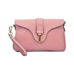 Torebki klasyczne damskie: Skórzana torebka w kolorze pudrowym – (S)29 x (W)18 x (G)5 cm
