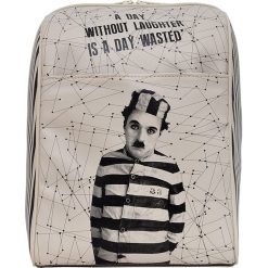 Plecaki damskie: Plecak „C.Chaplin” w kolorze beżowo-czarnym – 32 x 25 x 13 cm