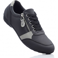 Wygodne buty sznurowane z pianką YouFoam bonprix czarno-szary. Szare buty sportowe damskie marki bonprix, z materiału. Za 109,99 zł.