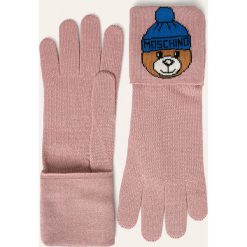 Moschino - Rękawiczki. Różowe rękawiczki damskie MOSCHINO, z wełny. W wyprzedaży za 269,90 zł.