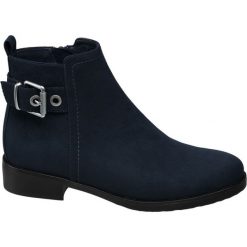 Botki damskie Graceland niebieskie. Niebieskie botki damskie Graceland, na jesień, ze skóry, klasyczne, bez obcasa, na obcasie, z paskami. Za 119,90 zł.