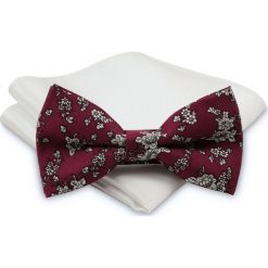 Modna Mucha Męska - Alties - Bordo, Wzór Kwiatowy MUALTS0193. Czerwone muszki męskie Alties, na imprezę, w paski, eleganckie. Za 40,00 zł.