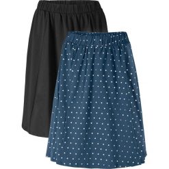 Spódnica shirtowa (2 szt.) bonprix ciemnoniebieski w białe kropki + czarny. Niebieskie spódniczki damskie bonprix, bez wzorów. Za 39,98 zł.