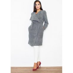 Szary Elegancki Płaszcz Oversize Przewiązany Paskiem. Szare kurtki damskie FIGL, s, bez wzorów, z poliesteru, eleganckie, bez kaptura. Za 239,90 zł.