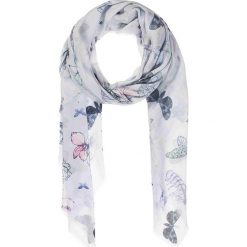 Chusty damskie: Chusta w kolorze kremowo-błękitnym ze wzorem – 140 x 140 cm
