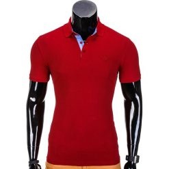 KOSZULKA MĘSKA POLO BEZ NADRUKU S837 - BORDOWA. Czerwone koszulki polo męskie marki Ombre Clothing, m, z nadrukiem. Za 29,00 zł.
