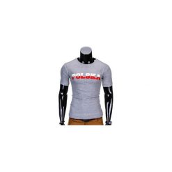 T-SHIRT MĘSKI Z NADRUKIEM S812 - SZARY. Szare t-shirty męskie z nadrukiem marki Ombre Clothing, m. Za 29,00 zł.
