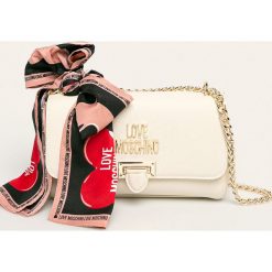 Love Moschino - Torebka. Białe listonoszki damskie Love Moschino, z aplikacjami, ze skóry ekologicznej, na ramię, z aplikacjami. W wyprzedaży za 599,90 zł.