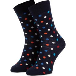 Skarpety Wysokie Unisex HAPPY SOCKS - DOT01-6004 Granatowy Kolorowy. Niebieskie skarpetki damskie Happy Socks, bez wzorów, z elastanu. Za 39,90 zł.