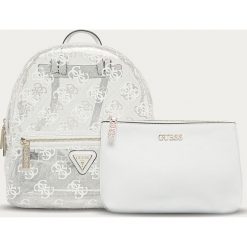 Guess Jeans - Plecak. Białe plecaki damskie Guess Jeans, z aplikacjami, z bawełny. Za 679,90 zł.