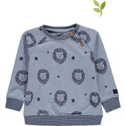 Bluza w kolorze błękitno-czarnym. Niebieskie bluzy niemowlęce bellybutton, z nadrukiem, z bawełny, bez rękawów, bez kaptura. W wyprzedaży za 49,95 zł.