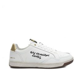 Skórzane sneakersy w kolorze białym. Białe trampki męskie U.S. Polo Assn., Gas, na sznurówki. W wyprzedaży za 282,95 zł.