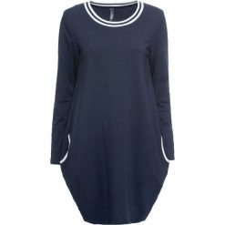 Sukienka shirtowa bonprix ciemnoniebiesko-biały w paski. Niebieskie sukienki damskie bonprix, w paski, z okrągłym kołnierzem, bez rękawów. Za 89,99 zł.