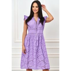 Mariah Koronkowa Sukienka Kolor Lila OneSize. Czarne sukienki damskie LIGARI, s, w paski, z bawełny, bez kołnierzyka, bez rękawów. Za 119,00 zł.