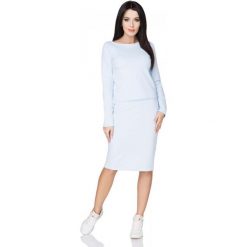 Bluzy damskie: Błękitna Klasyczna Uniwersalna Bluza z Dzianiny