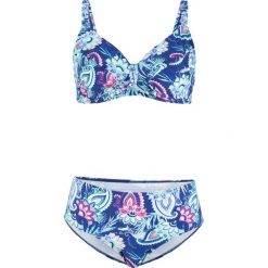 Bikini na fiszbinach "minimizer" (2 części) bonprix niebieski z nadrukiem. Niebieskie stroje kąpielowe damskie bonprix, z nadrukiem. Za 89,99 zł.