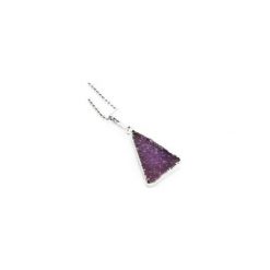 Colare Druza Agatu Purple srebro. Fioletowe naszyjniki damskie Brazi druse jewelry, z agatem, srebrne. Za 170,00 zł.