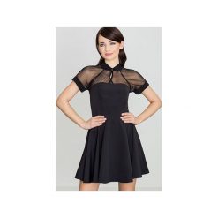 Sukienka K399 Czarny. Czarne sukienki damskie Lenitif, s, bez wzorów, eleganckie, bez kołnierzyka, z krótkim rękawem, krótkie, mini. Za 149,00 zł.