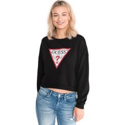 Guess Bluza Czarny. Czarne bluzy damskie Guess, s, z nadrukiem, z bawełny, bez rękawów, bez kaptura. Za 245,95 zł.
