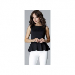 Bluzka L013 Czarny. Czarne bluzki damskie Lenitif, l, bez wzorów, eleganckie, bez kołnierzyka, bez rękawów. Za 79,20 zł.