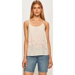 Vero Moda - Bluzka. Białe bluzki damskie Vero Moda, s, bez wzorów, z bawełny, casualowe, z okrągłym kołnierzem, bez rękawów. W wyprzedaży za 49,90 zł.