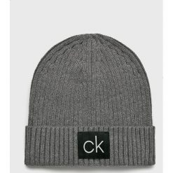 Calvin Klein - Czapka. Szare czapki zimowe męskie Calvin Klein, z bawełny. Za 159,90 zł.