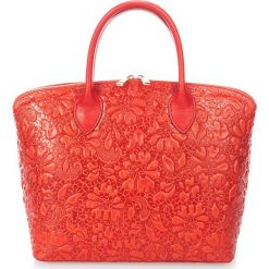 Torebki klasyczne damskie: Skórzana torebka w kolorze czerwonym – 34 x 28 x 14 cm