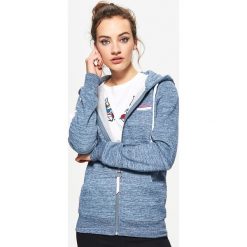 Bluzy damskie: Rozpinana bluza z kapturem – Granatowy