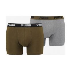 Puma 2-pack Bokserki Zielony Szary. Szare bokserki męskie Puma, bez wzorów, z elastanu. Za 80,95 zł.
