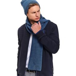Szalik męski. Niebieskie szaliki męskie Top Secret, na zimę, w paski, z dzianiny. W wyprzedaży za 34,99 zł.