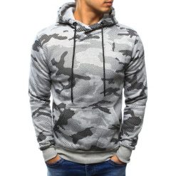 Bluzy męskie: Bluza męska camo szara z kapturem (bx3218)