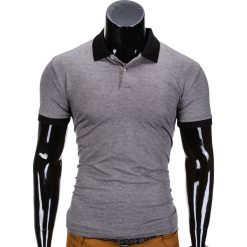 KOSZULKA MĘSKA POLO BEZ NADRUKU S847 - CZARNA. Czarne koszulki męskie Ombre Clothing, s, z nadrukiem, z bawełny, eleganckie, bez rękawów. Za 24,99 zł.