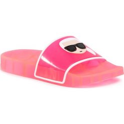 Klapki KARL LAGERFELD - KL80705 Hot Pink Rubber. Różowe klapki damskie KARL LAGERFELD, bez wzorów, z tworzywa sztucznego, bez obcasa. Za 339,00 zł.