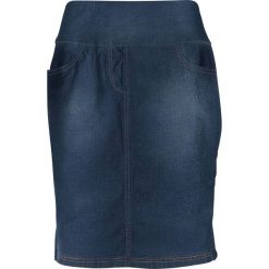 Spódnica ze stretchem z wysoką talią bonprix ciemny denim. Spódniczki damskie bonprix. Za 79,99 zł.