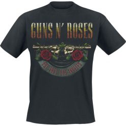 Guns N' Roses Logo and Bullet Europe Tour 2017 T-Shirt czarny. Czarne t-shirty męskie z nadrukiem marki Guns N' Roses, xl, z okrągłym kołnierzem. Za 89,90 zł.