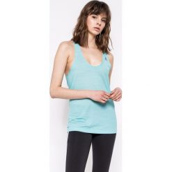 Reebok - Top. Niebieskie topy damskie marki Reebok, s, z dzianiny, z okrągłym kołnierzem. W wyprzedaży za 59,90 zł.