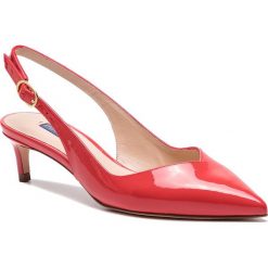 Sandały STUART WEITZMAN - Edith ZL37399 Followme Red Patent. Czerwone klapki damskie marki Stuart Weitzman, bez wzorów, ze skóry, bez obcasa, na obcasie. Za 1279,00 zł.