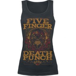 Five Finger Death Punch Wanted Top damski czarny. Czarne bluzki z odkrytymi ramionami marki Five Finger Death Punch, xl, z nadrukiem, z okrągłym kołnierzem. Za 74,90 zł.