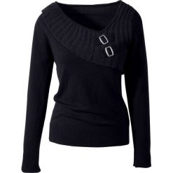 Sweter bonprix czarny. Czarne swetry damskie bonprix, bez wzorów, z dzianiny, bez rękawów, bez kaptura. Za 89,99 zł.