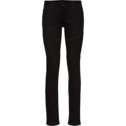 Dżinsy biker SKINNY bonprix czarny "stone". Czarne jeansy damskie bonprix, z jeansu. Za 149,99 zł.