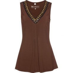 Top z połyskującymi kamieniami bonprix ciemnobrązowy. Brązowe topy damskie bonprix. Za 49,99 zł.