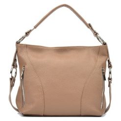 Torebki klasyczne damskie: Skórzana torebka w kolorze fango – (S)25 x (W)32 x (G)8,5 cm