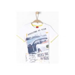 S.Oliver T-Shirt Chłopięcy 128/134 Biały. Białe t-shirty chłopięce z krótkim rękawem S.Oliver, z nadrukiem, z bawełny. Za 60,00 zł.