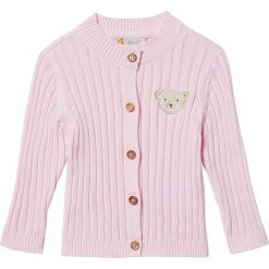 Sweter rozpinany w kolorze jasnoróżowym. Różowe swetry niemowlęce Steiff, z aplikacjami. W wyprzedaży za 119,95 zł.