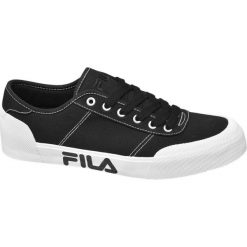 Tenisówki męskie Fila czarne. Czarne trampki męskie Fila, bez wzorów, z gumy, sportowe, bez zapięcia. Za 99,90 zł.