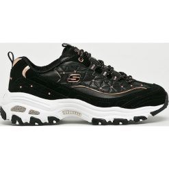 Skechers - Buty. Czarne buty sportowe damskie Skechers, bez wzorów, ze skóry, sportowe. W wyprzedaży za 239,90 zł.